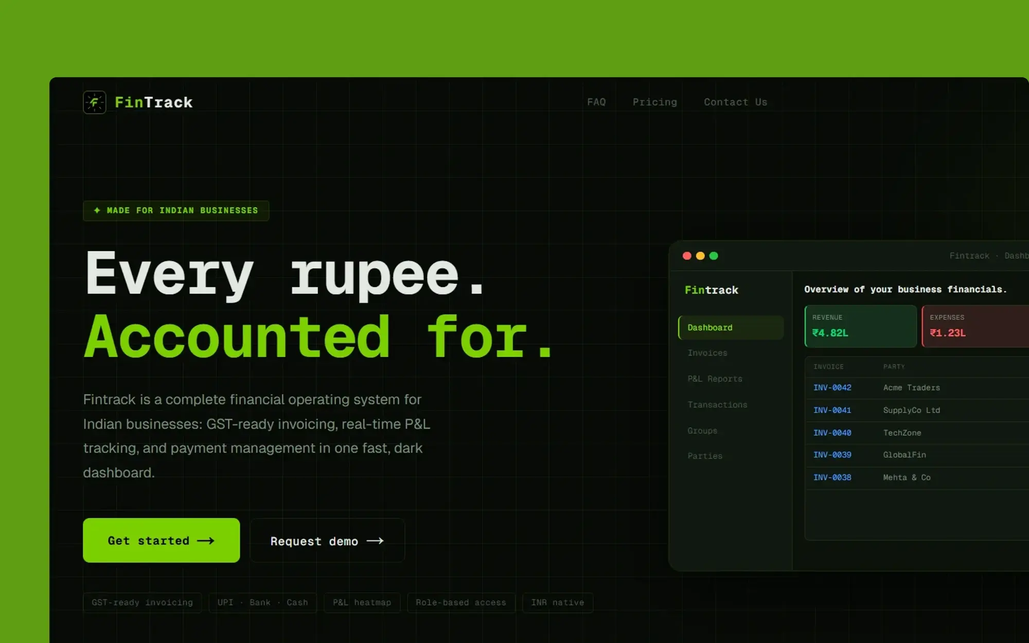 FinTrack - live product